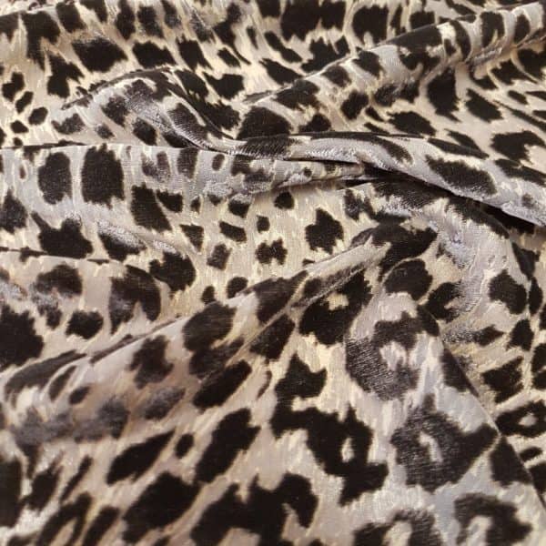 Denholme Velvets Leopard Devore Viscose Silk Velvet 20159 9007P GREY